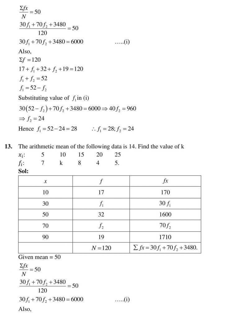 NCERT Solutions Class 10 Mathematics RD Sharma Statistics