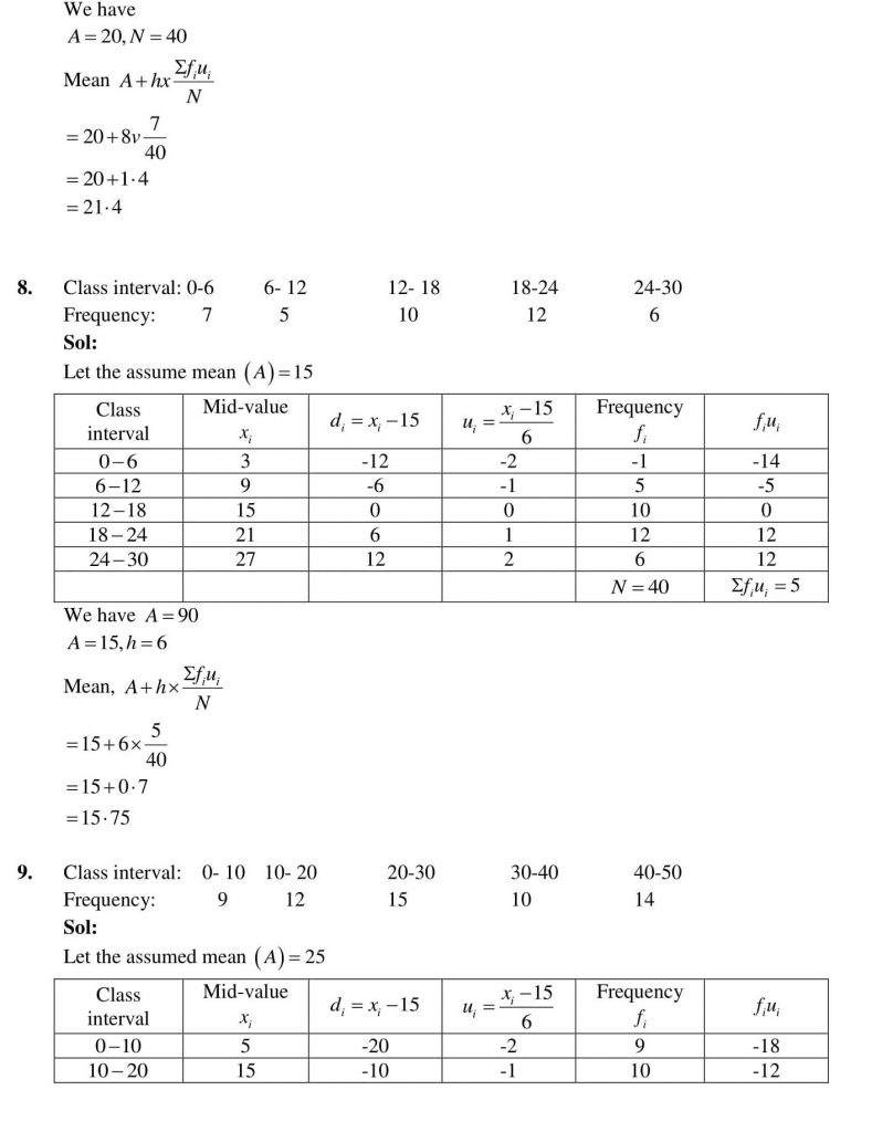 NCERT Solutions Class 10 Mathematics RD Sharma Statistics