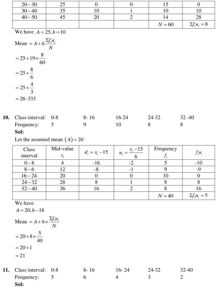 NCERT Solutions Class 10 Mathematics RD Sharma Statistics