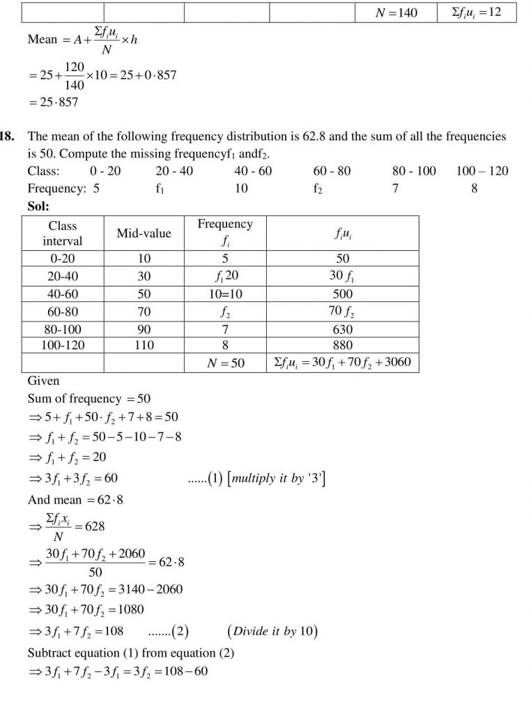 NCERT Solutions Class 10 Mathematics RD Sharma Statistics