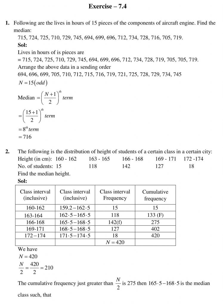 NCERT Solutions Class 10 Mathematics RD Sharma Statistics