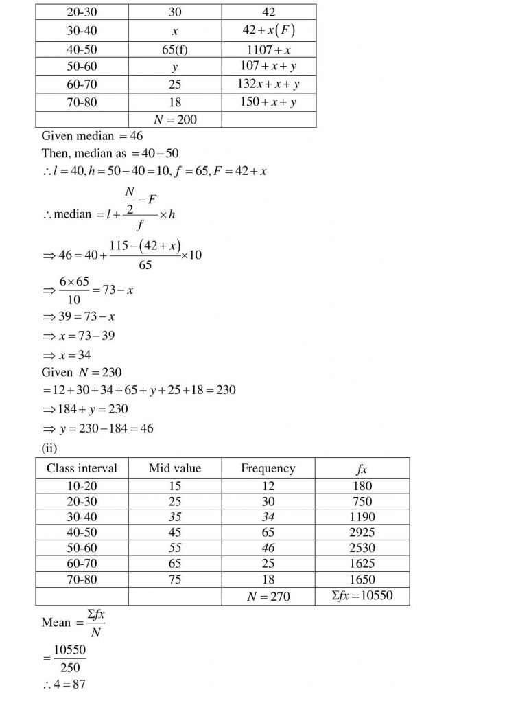 NCERT Solutions Class 10 Mathematics RD Sharma Statistics