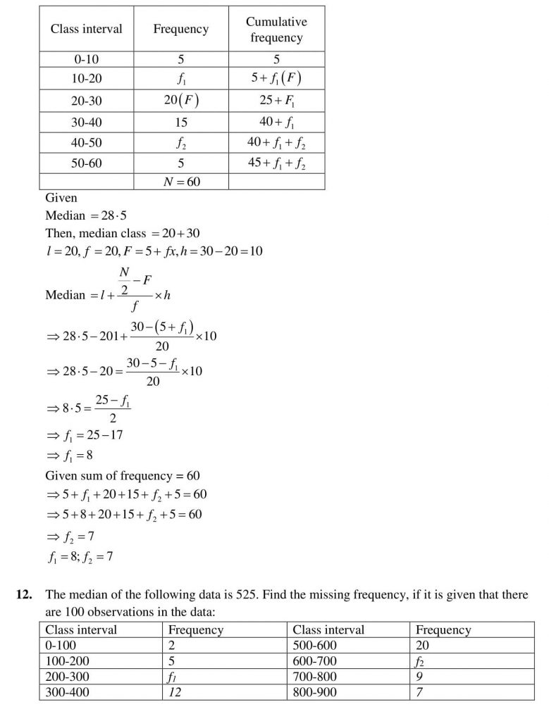 NCERT Solutions Class 10 Mathematics RD Sharma Statistics