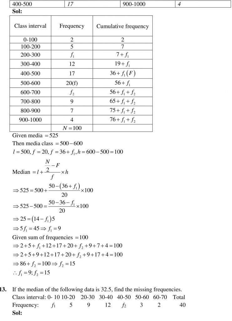 NCERT Solutions Class 10 Mathematics RD Sharma Statistics