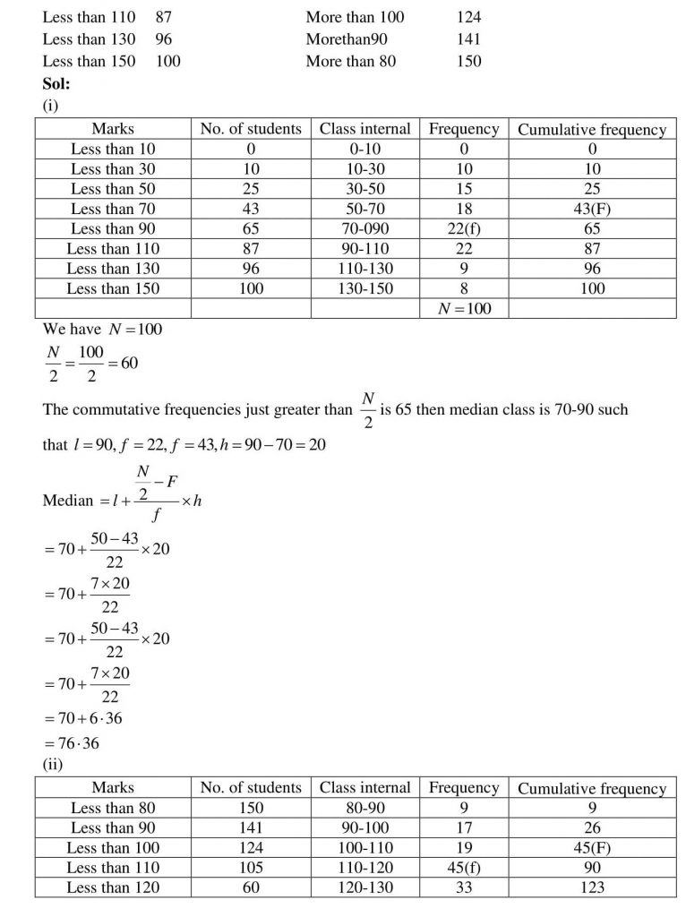 NCERT Solutions Class 10 Mathematics RD Sharma Statistics