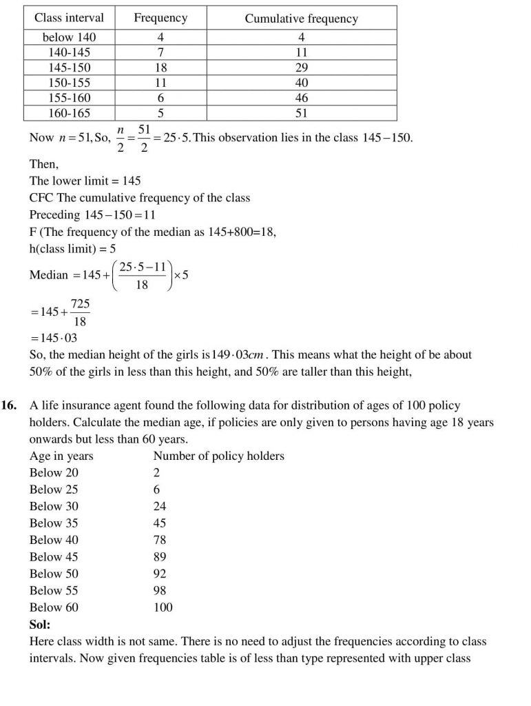 NCERT Solutions Class 10 Mathematics RD Sharma Statistics