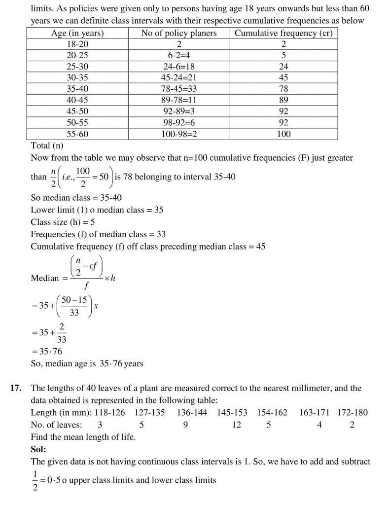 NCERT Solutions Class 10 Mathematics RD Sharma Statistics