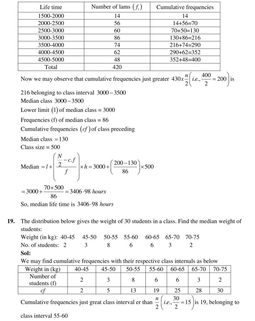 NCERT Solutions Class 10 Mathematics RD Sharma Statistics