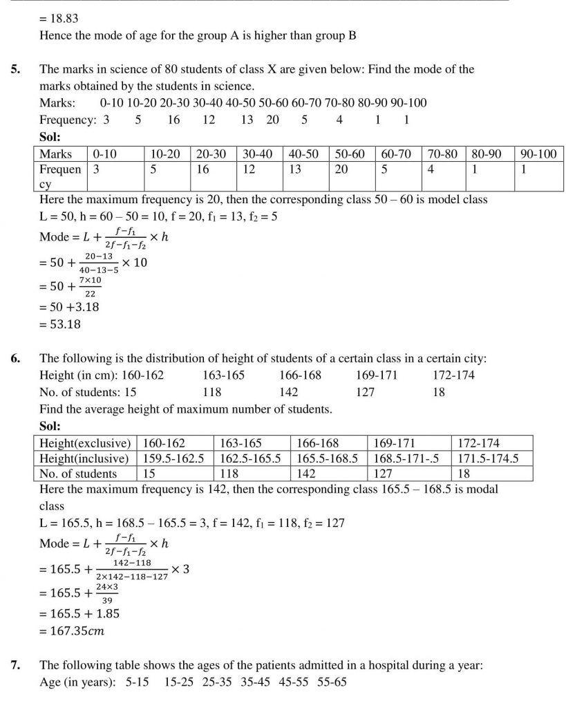 NCERT Solutions Class 10 Mathematics RD Sharma Statistics