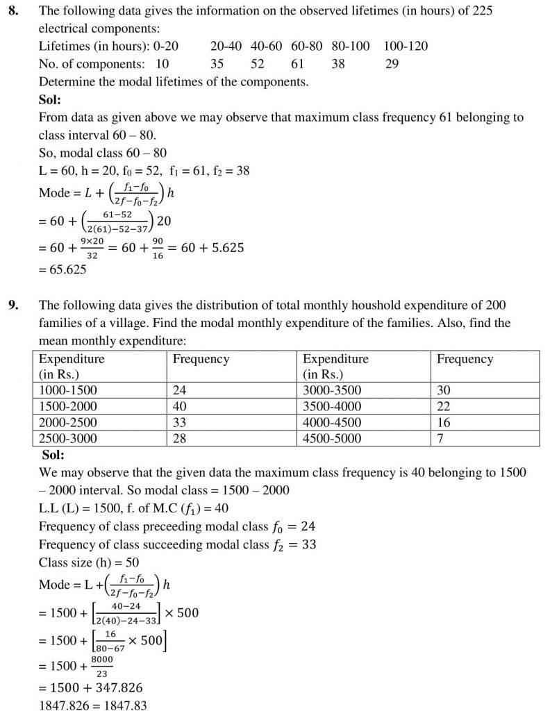 NCERT Solutions Class 10 Mathematics RD Sharma Statistics