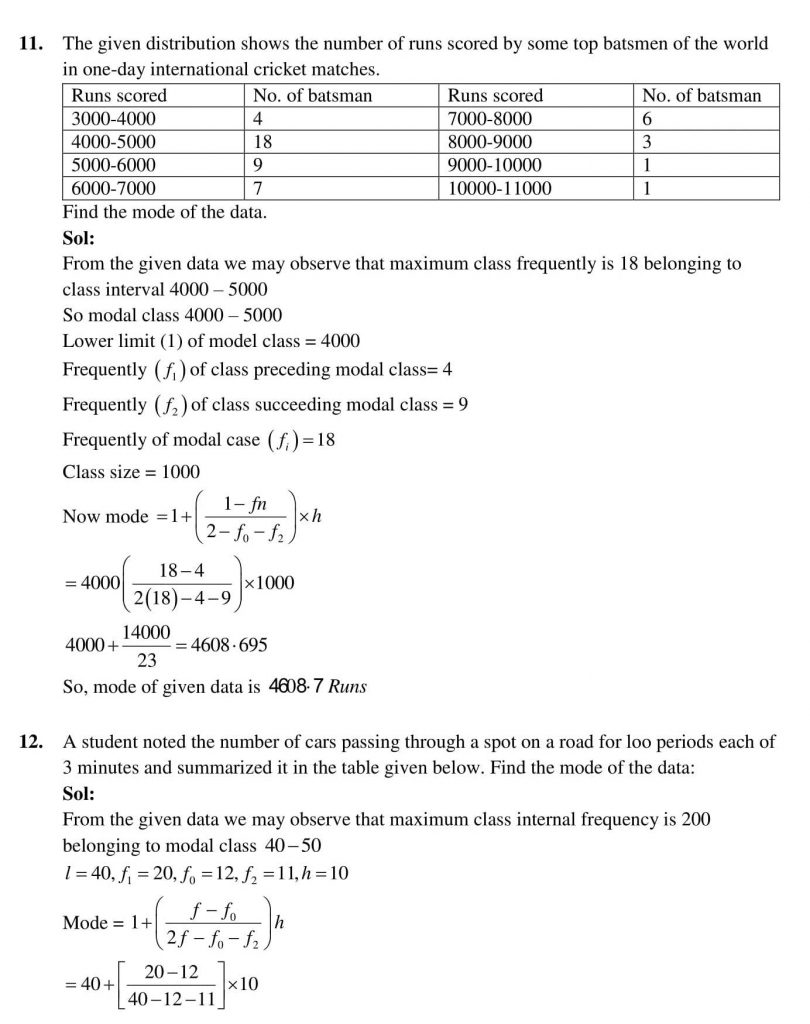 NCERT Solutions Class 10 Mathematics RD Sharma Statistics