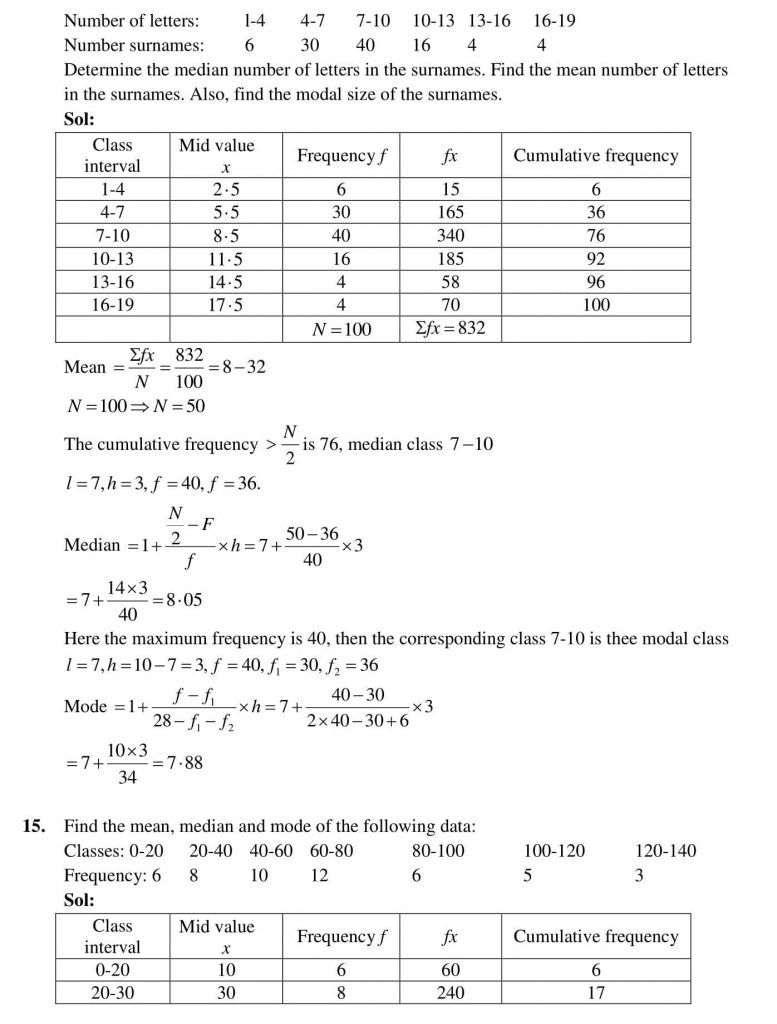 NCERT Solutions Class 10 Mathematics RD Sharma Statistics