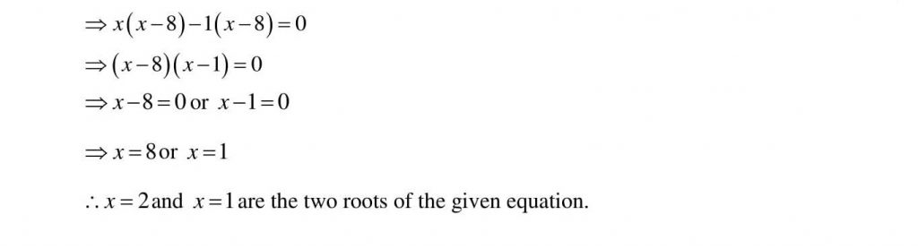 NCERT Solutions Class 10 Mathematics RD Sharma Quadratic Equations