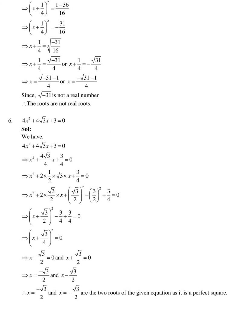 NCERT Solutions Class 10 Mathematics RD Sharma Quadratic Equations