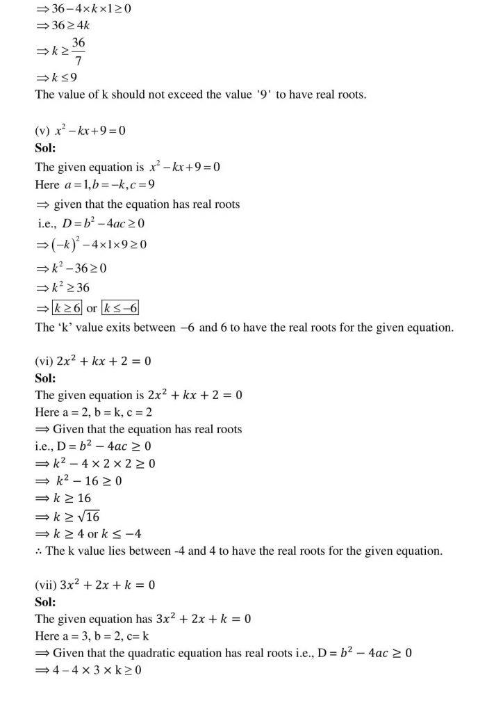 NCERT Solutions Class 10 Mathematics RD Sharma Quadratic Equations