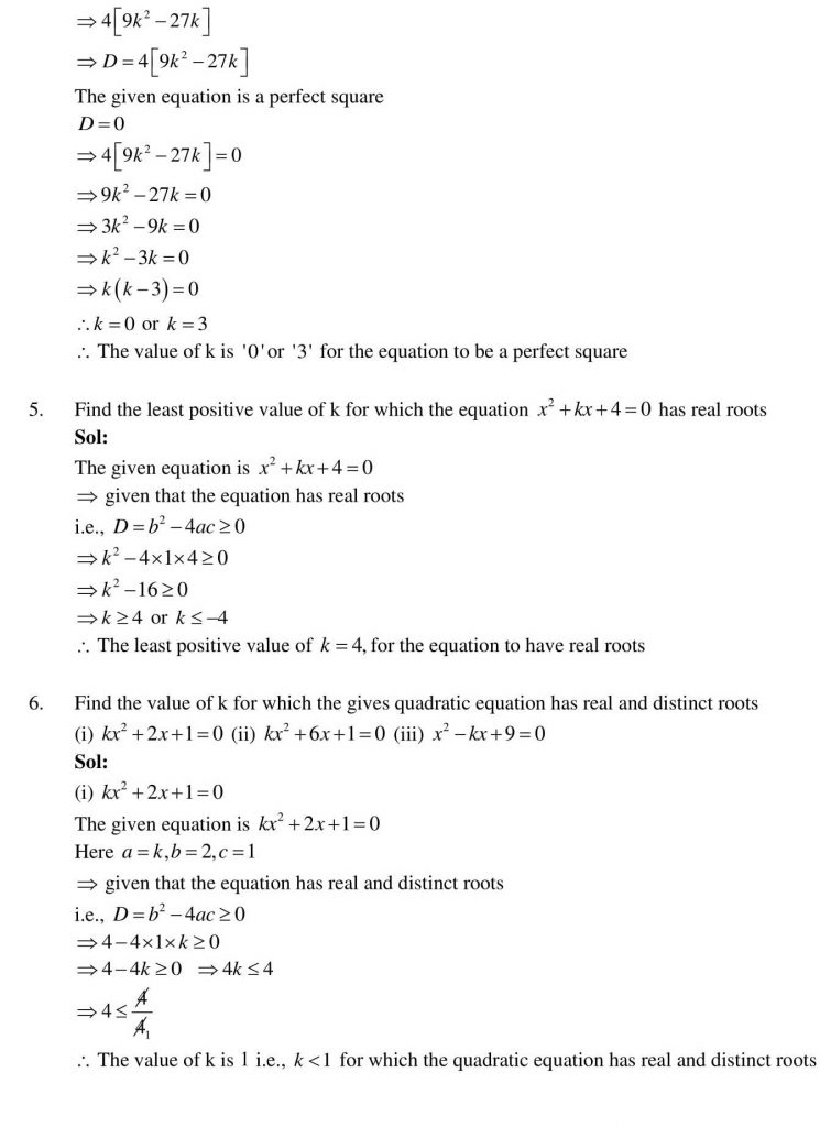 NCERT Solutions Class 10 Mathematics RD Sharma Quadratic Equations