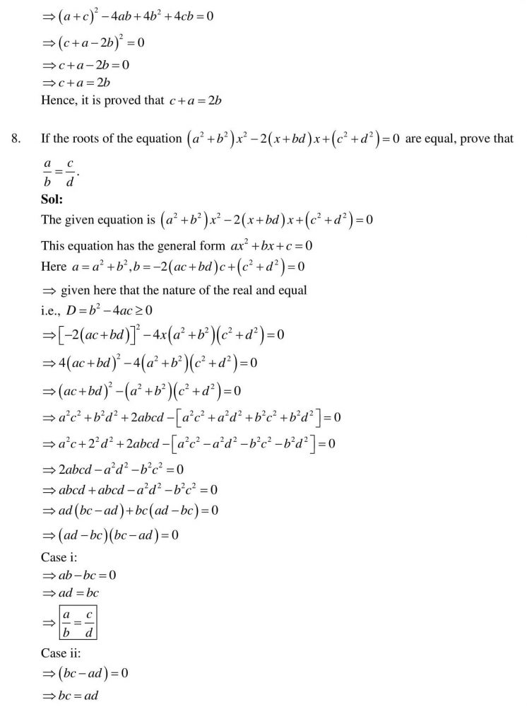 NCERT Solutions Class 10 Mathematics RD Sharma Quadratic Equations