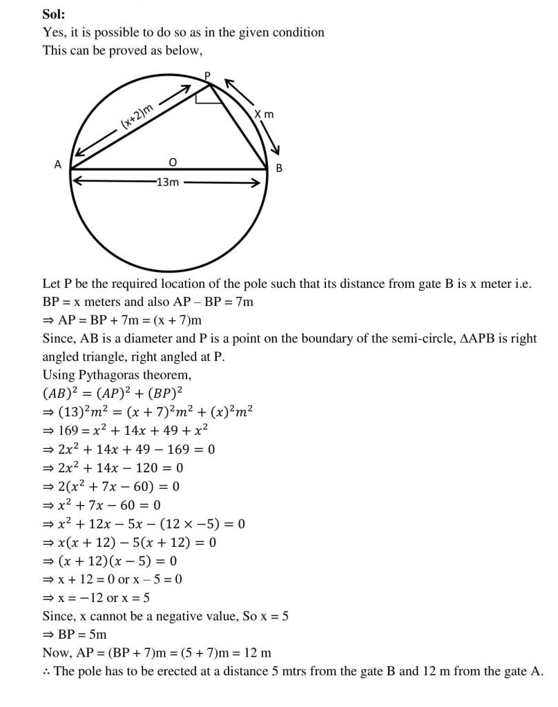 NCERT Solutions Class 10 Mathematics RD Sharma Quadratic Equations