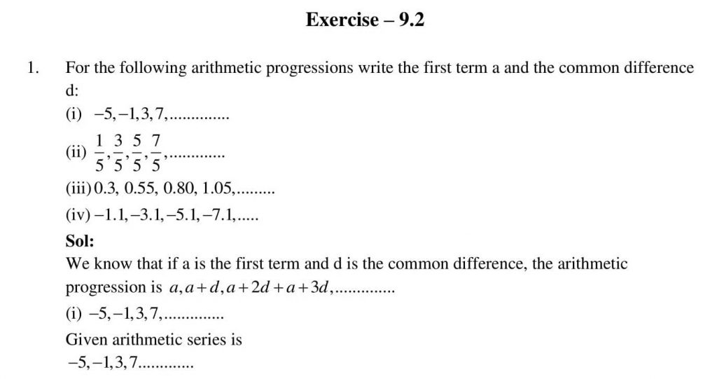 NCERT Solutions Class 10 Mathematics RD Sharma Arithmetic Progressions