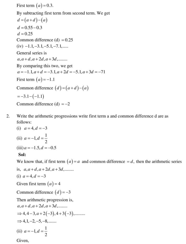 NCERT Solutions Class 10 Mathematics RD Sharma Arithmetic Progressions