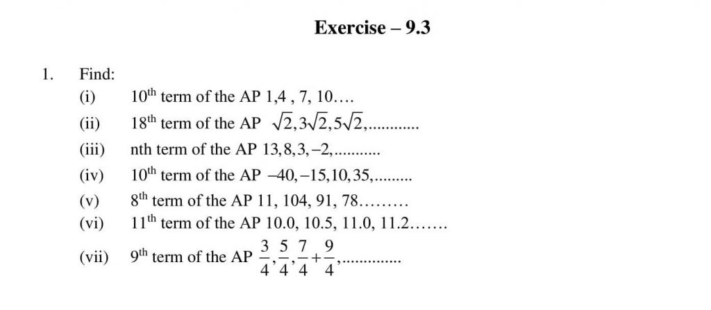 NCERT Solutions Class 10 Mathematics RD Sharma Arithmetic Progressions