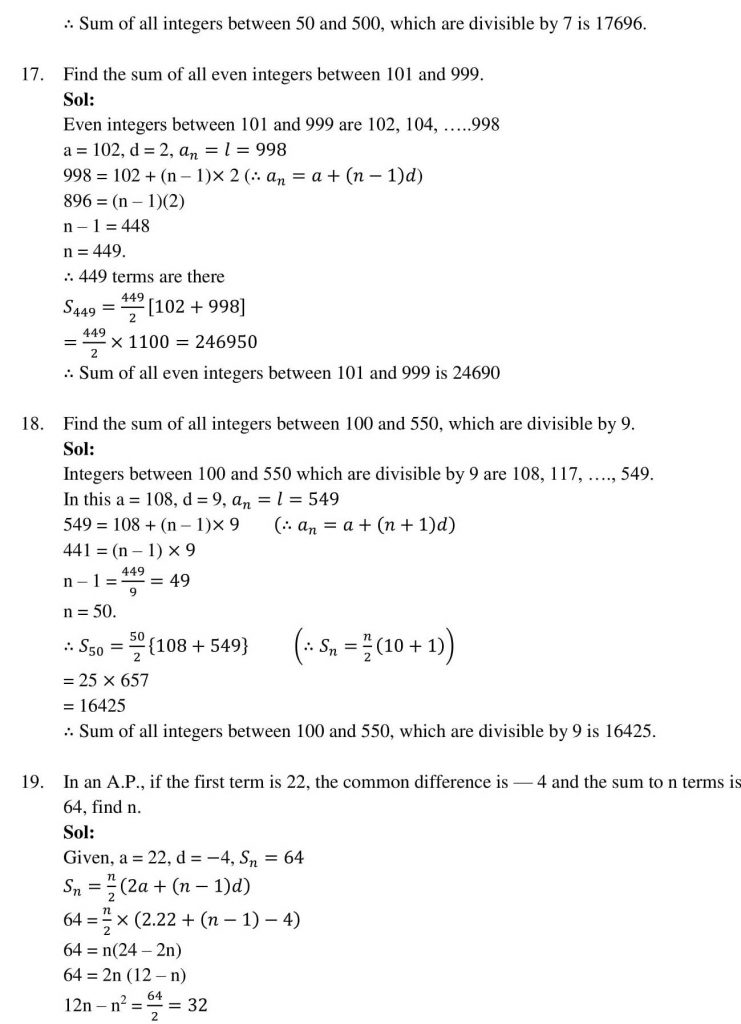 NCERT Solutions Class 10 Mathematics RD Sharma Arithmetic Progressions