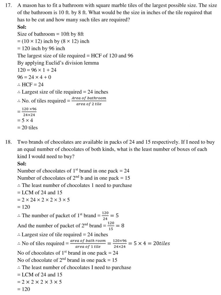 NCERT Solutions Class 10 Mathematics RD Sharma Real Numbers