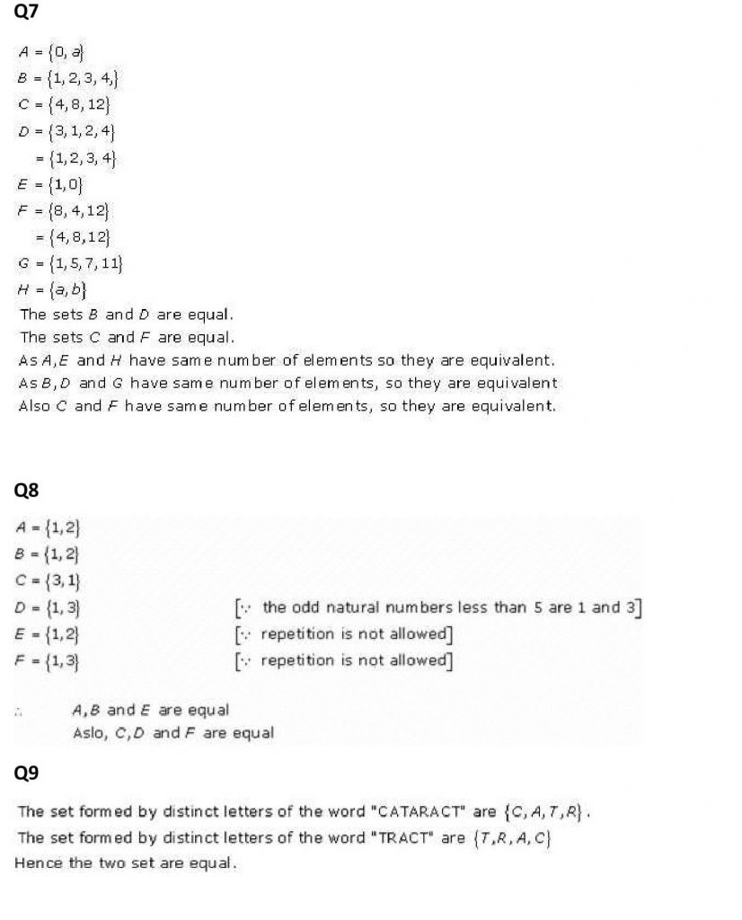 NCERT Solutions Class 11 Mathematics RD Sharma Sets