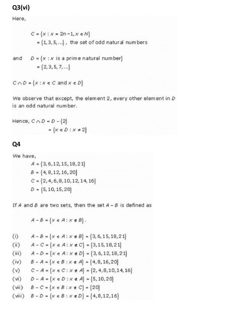 NCERT Solutions Class 11 Mathematics RD Sharma Sets