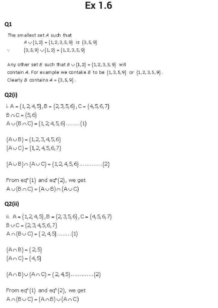 NCERT Solutions Class 11 Mathematics RD Sharma Sets