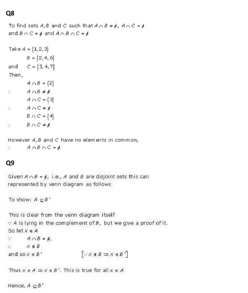 NCERT Solutions Class 11 Mathematics RD Sharma Sets