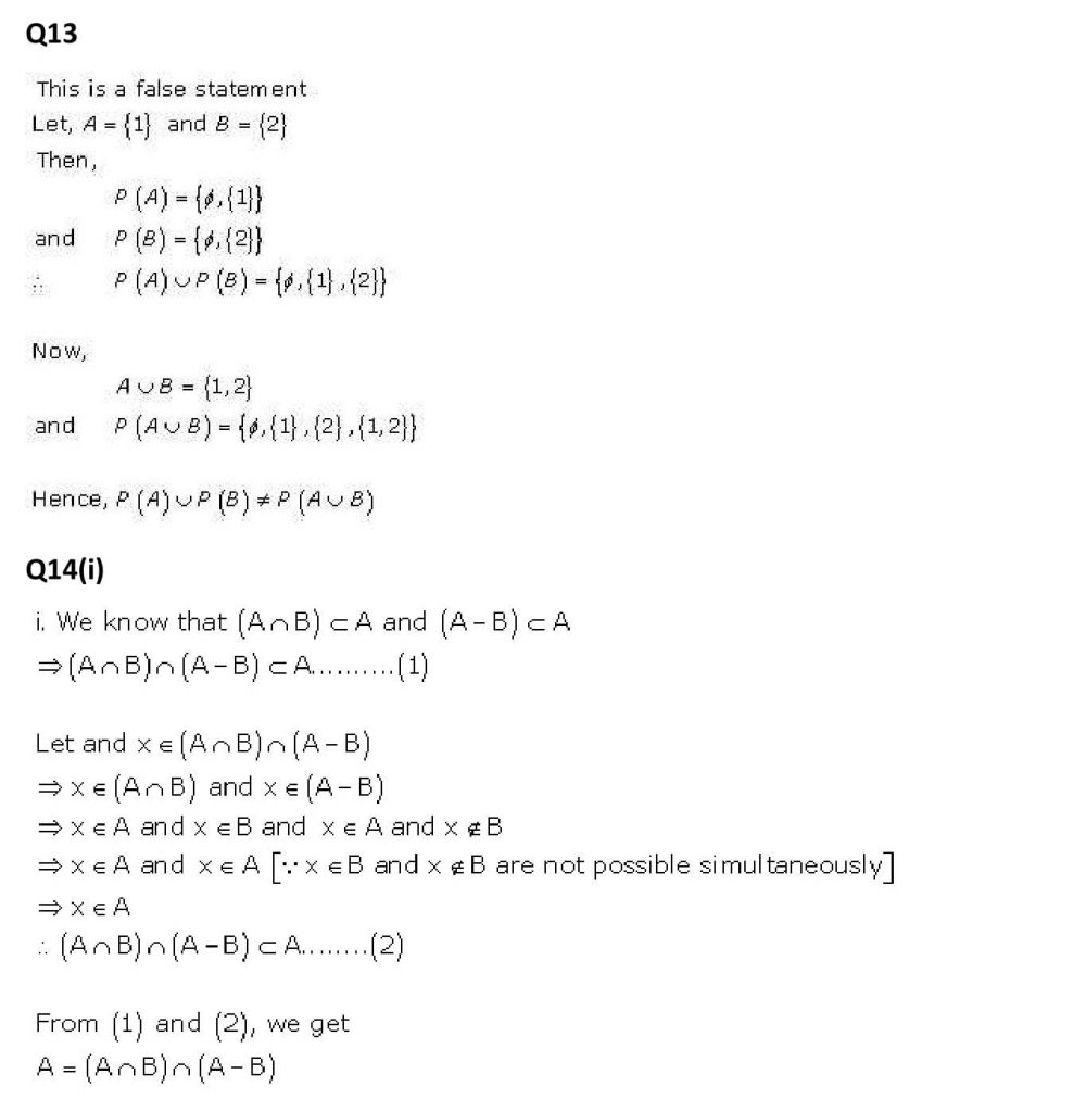 NCERT Solutions Class 11 Mathematics RD Sharma Sets