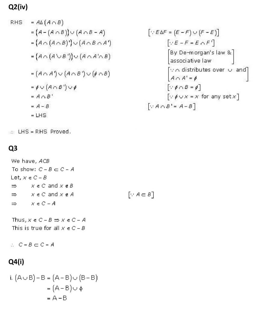 NCERT Solutions Class 11 Mathematics RD Sharma Sets