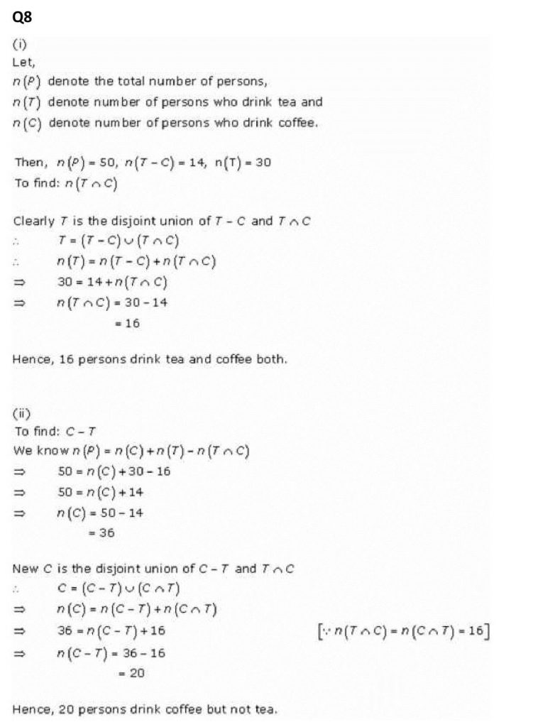 NCERT Solutions Class 11 Mathematics RD Sharma Sets