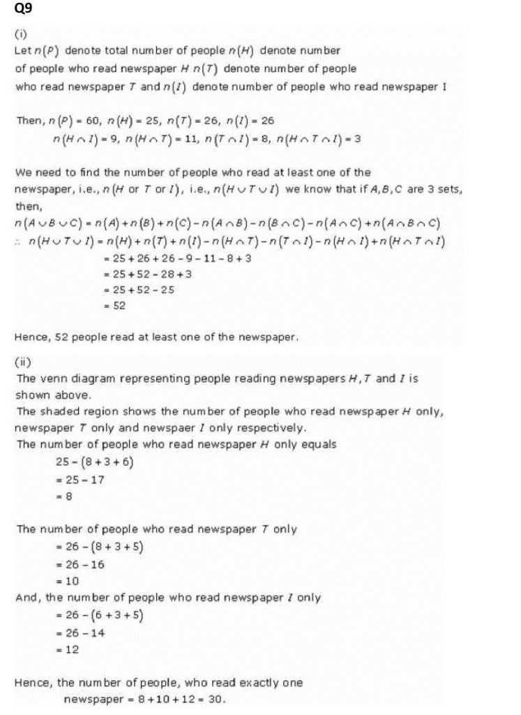 NCERT Solutions Class 11 Mathematics RD Sharma Sets