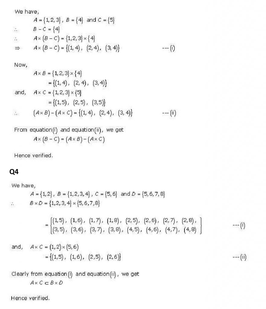 NCERT Solutions Class 11 Mathematics RD Sharma Relations