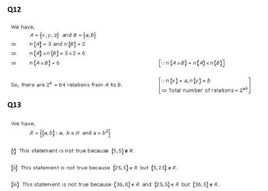 NCERT Solutions Class 11 Mathematics RD Sharma Relations