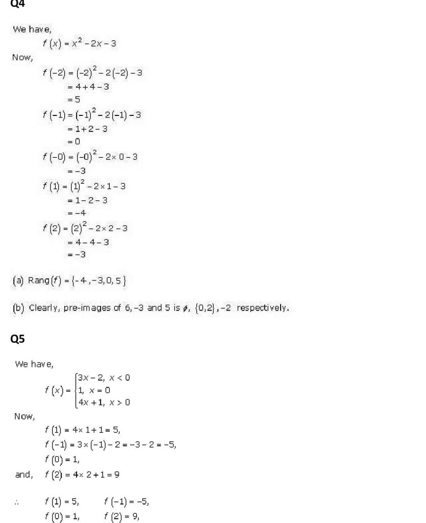 NCERT Solutions Class 11 Mathematics RD Sharma Functions