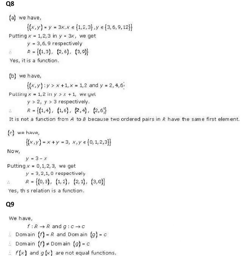NCERT Solutions Class 11 Mathematics RD Sharma Functions