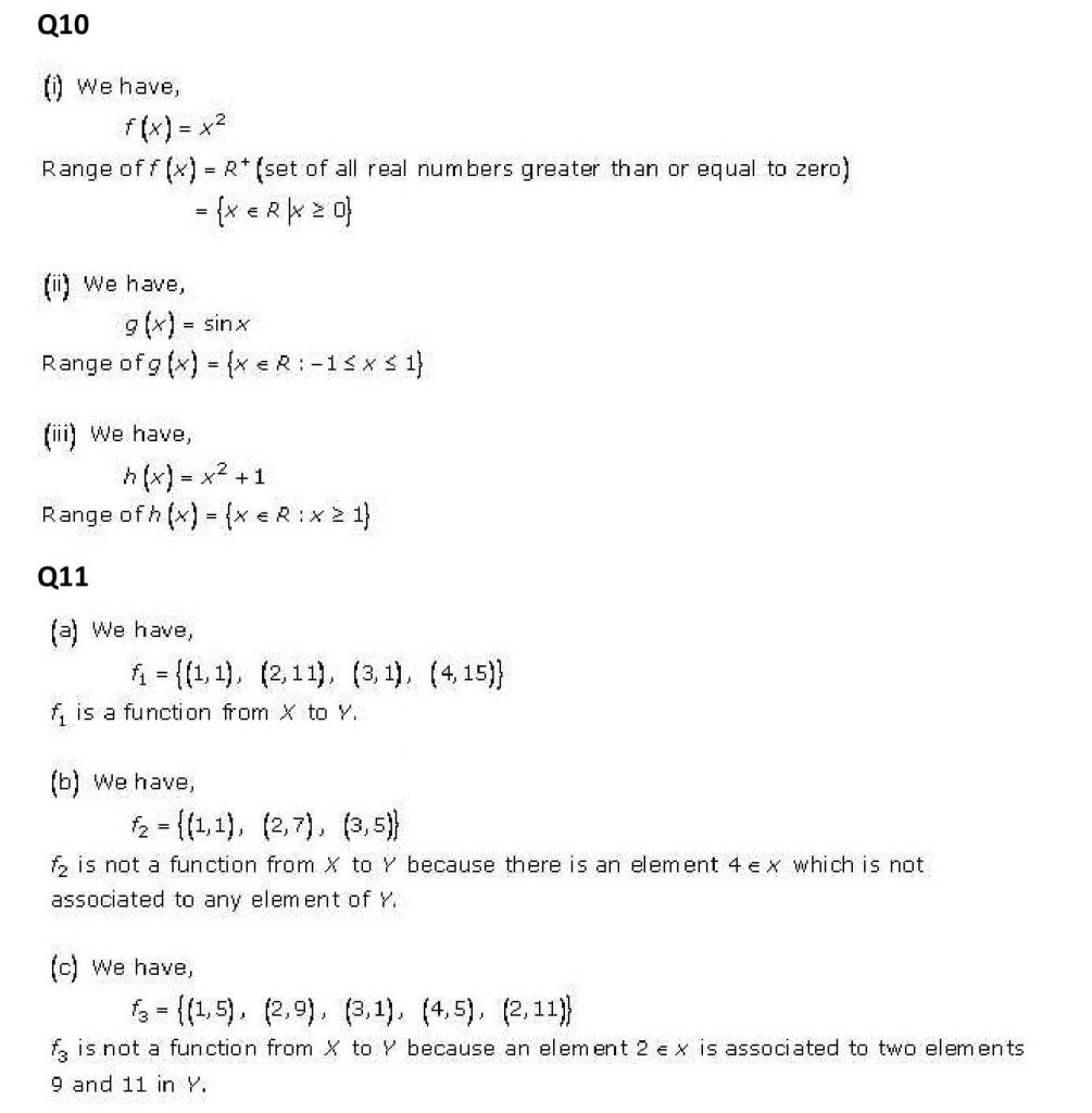 NCERT Solutions Class 11 Mathematics RD Sharma Functions