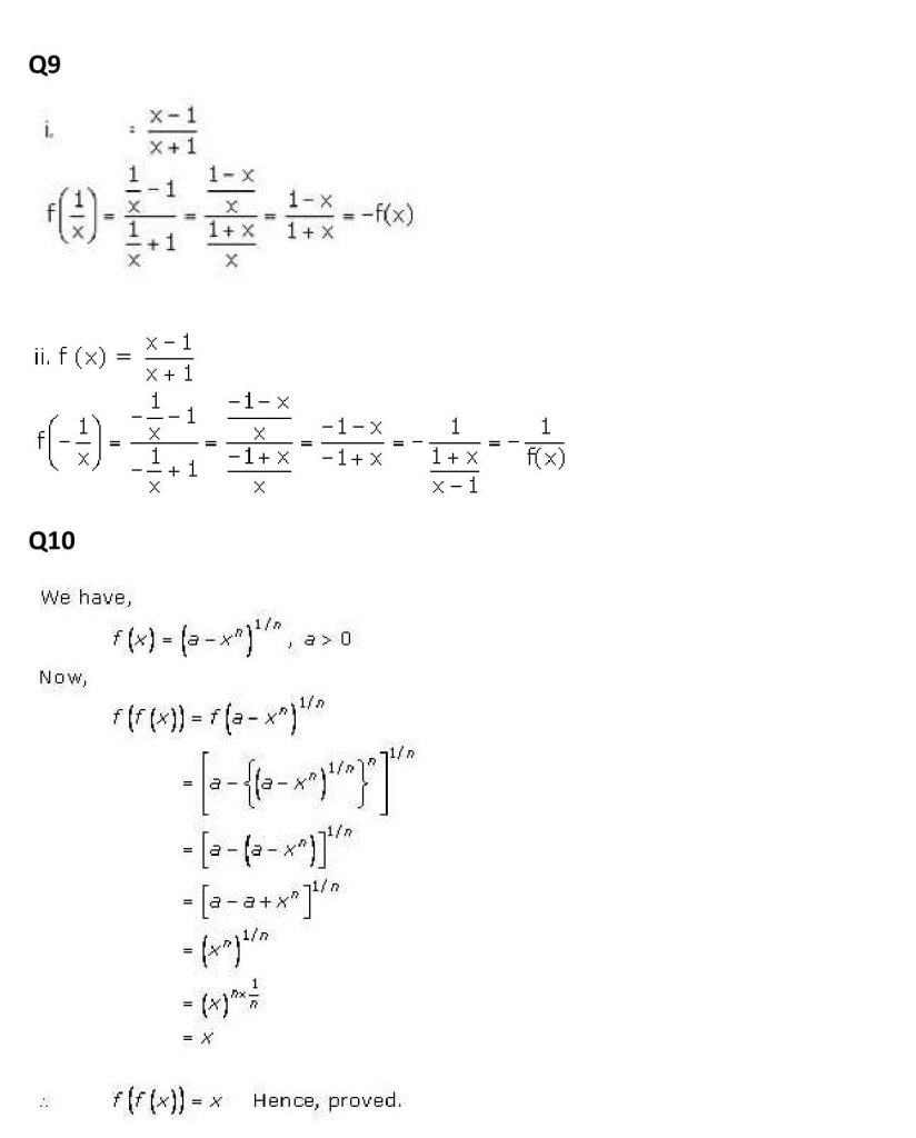 NCERT Solutions Class 11 Mathematics RD Sharma Functions