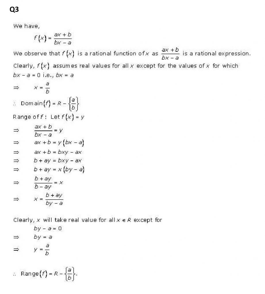 NCERT Solutions Class 11 Mathematics RD Sharma Functions
