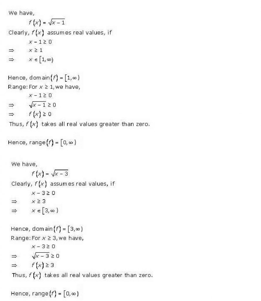 NCERT Solutions Class 11 Mathematics RD Sharma Functions