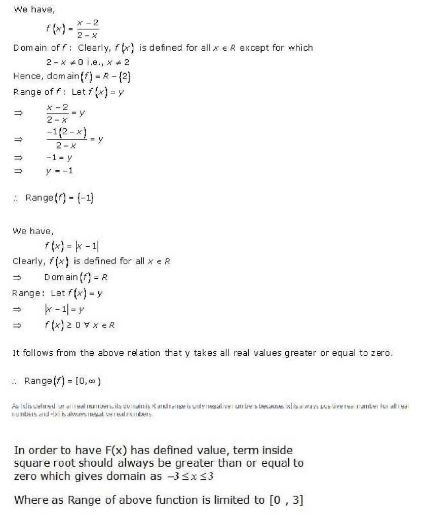 NCERT Solutions Class 11 Mathematics RD Sharma Functions