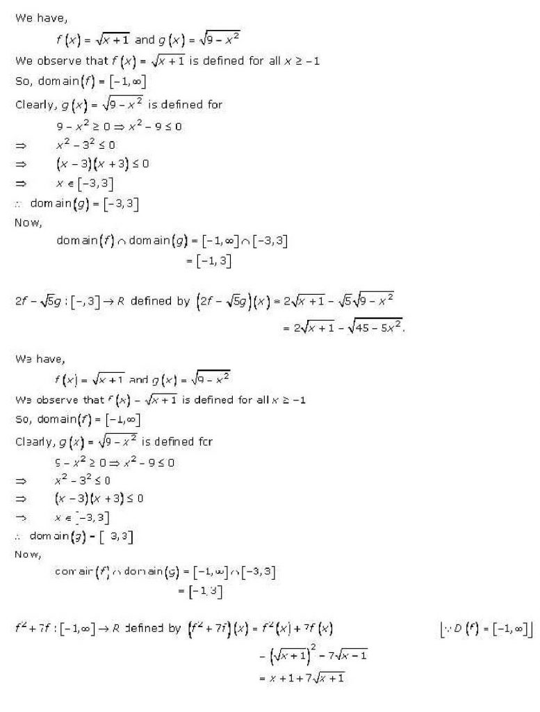 NCERT Solutions Class 11 Mathematics RD Sharma Functions