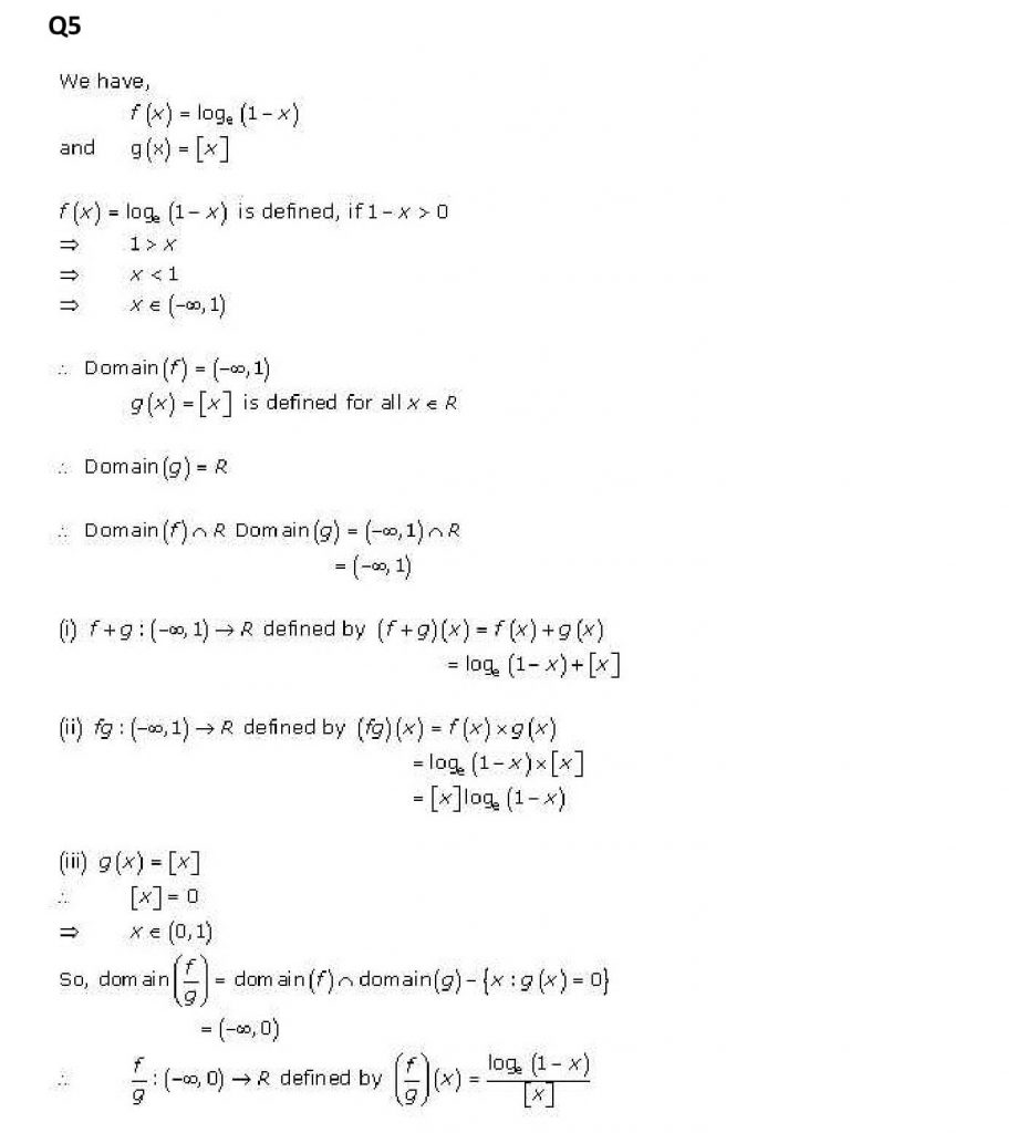 NCERT Solutions Class 11 Mathematics RD Sharma Functions