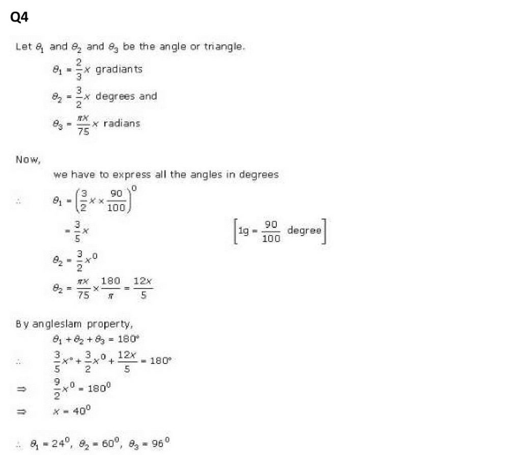 NCERT Solutions Class 11 Mathematics RD Sharma measurement of angles
