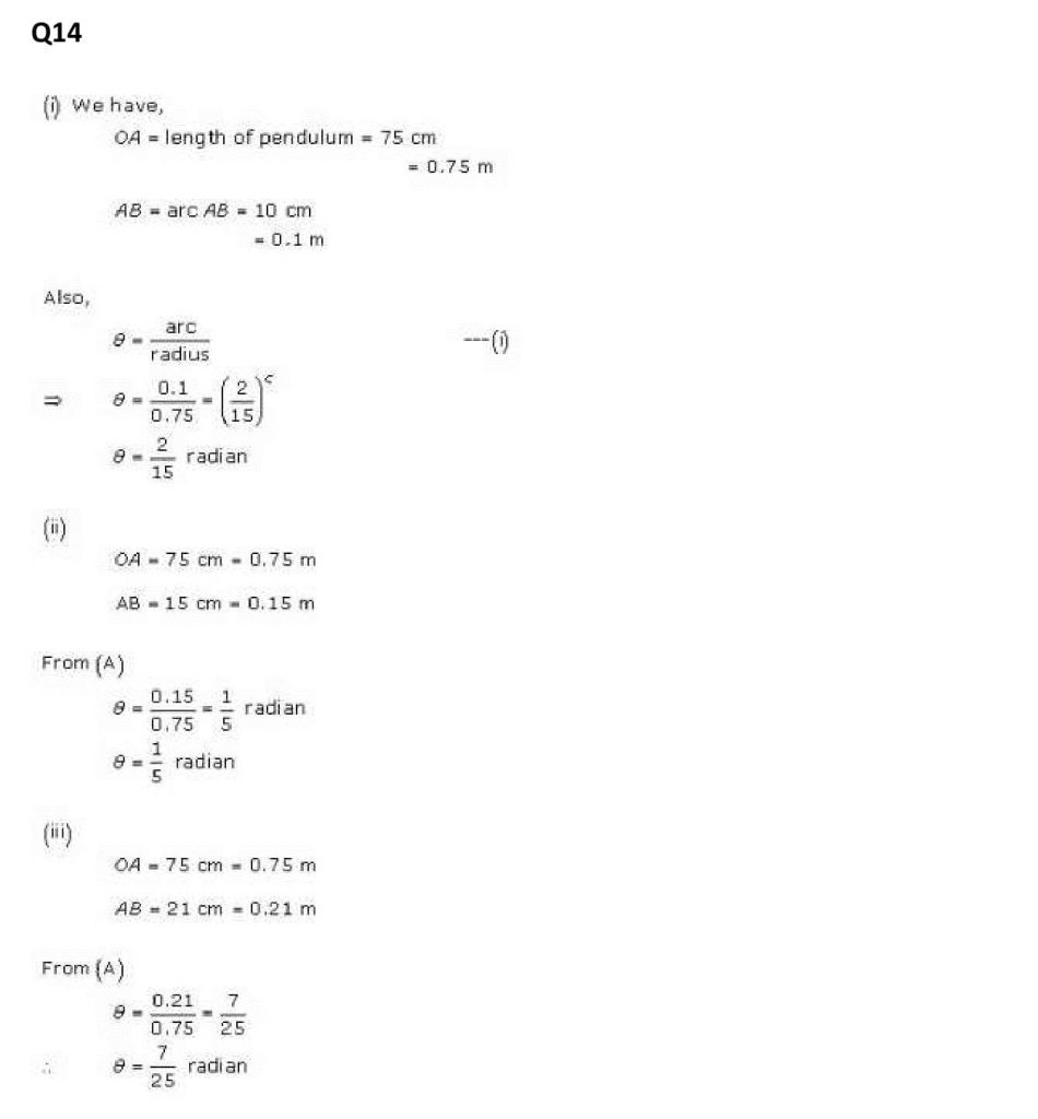 NCERT Solutions Class 11 Mathematics RD Sharma measurement of angles