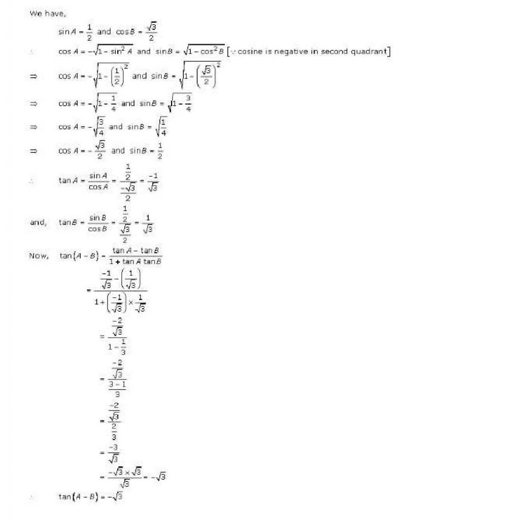 NCERT Solutions Class 11 Mathematics RD Sharma Trigonometric Ratios of Compound Angles