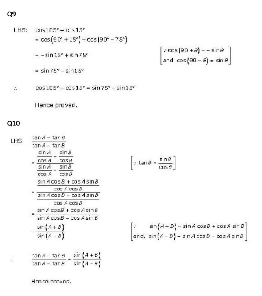 NCERT Solutions Class 11 Mathematics RD Sharma Trigonometric Ratios of Compound Angles